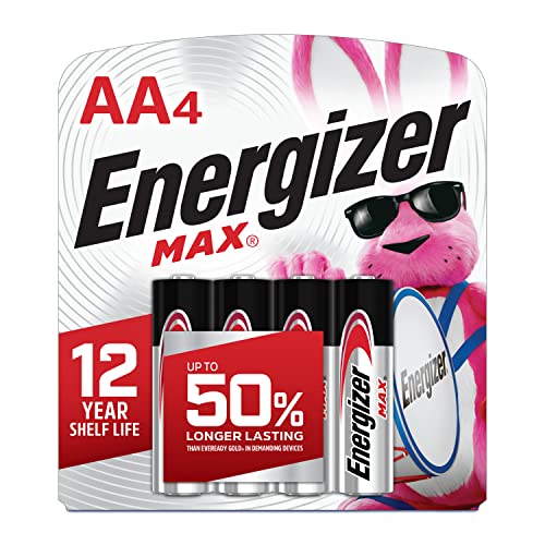 Book Cover Energizer AA Batteries, Max Double A Battery Alkaline, 4 Count