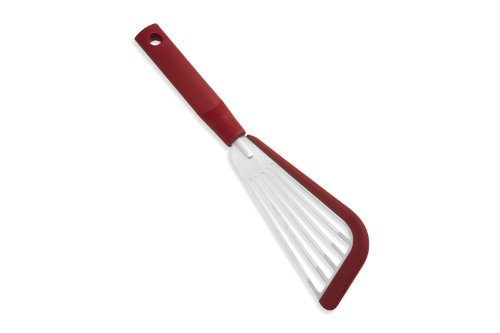 Book Cover Kuhn Rikon SoftEdge Slotted 12-Inch Spatula, Red Edge and Handle