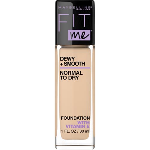 Book Cover Maybelline Fit Me Dewy + Smooth SPF 18 Liquid Foundation Makeup, Classic Ivory, 1 Count