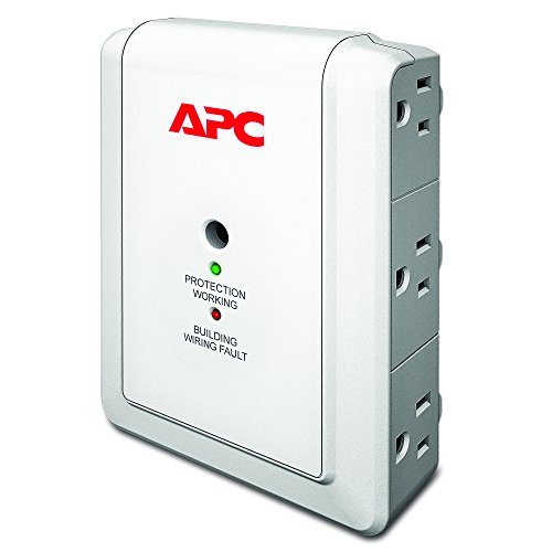 Book Cover APC Wall Outlet Multi Plug Extender, P6W, (6) AC Multi Plug Outlet, 1080 Joule Surge Protector Beige