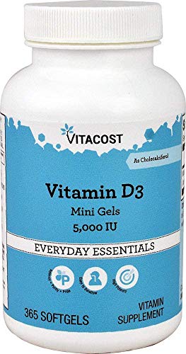 Book Cover Vitacost Vitamin D3-5000 IU - 365 Softgels - Mini Gels
