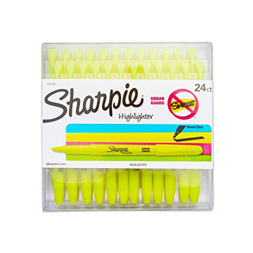 Book Cover SHARPIE 1761732 Accent Pocket Style Highlighter, Fluorescent Yellow, 24-Pack
