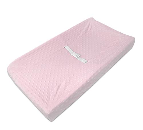 Book Cover American Baby Company Heavenly Soft Minky Dot Fitted Contoured Changing Pad Cover, Pink Puff, for Girls