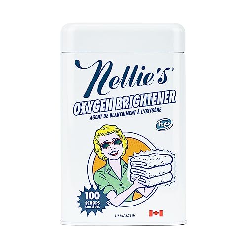 Book Cover Nellie's Oxygen Brightener Powder Tin, 2 Pound - Removes Tough Stains, Dirt and Grime