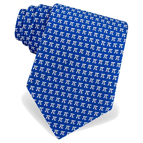 Book Cover Men's Blue Microfiber Pi Symbol Mathematics Math Nerd/Geek Novelty Tie Necktie