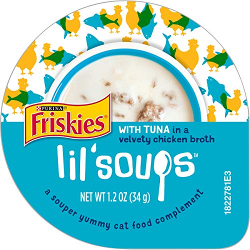 Book Cover Purina Friskies Natural, Grain Free Wet Cat Food Complement, Lil' Soups With Tuna in Chicken Broth - (8) 1.2 oz. Cups