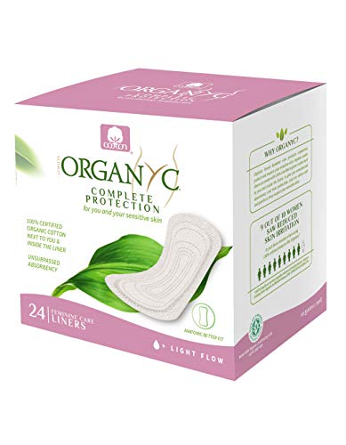 Book Cover Organyc 100% Certified Organic Cotton Panty Liner, Light Flow, Folded, 24Count