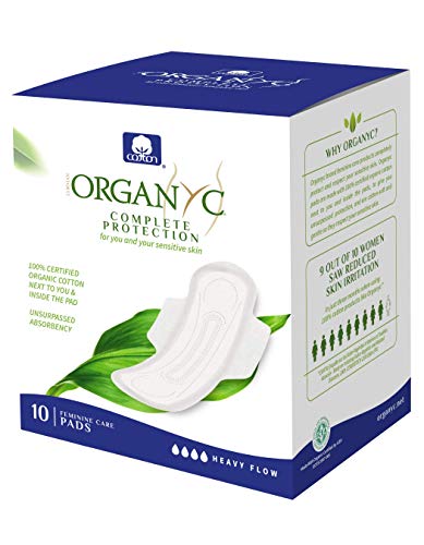 Book Cover Organyc 100% Certified Organic Cotton Feminine Pads, Heavy Flow, 10 Count