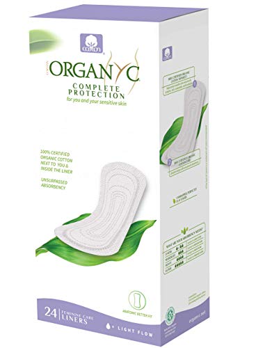 Book Cover Organyc 100% Organic Cotton Panty Liners for Sensitive Skin, Light Plus, Flat Packed, 24 Count