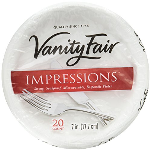 Book Cover Vanity Fair Impressions Disposable Dessert Plates, Paper Plates, 60 Count (3 Packs of 20 Plates)