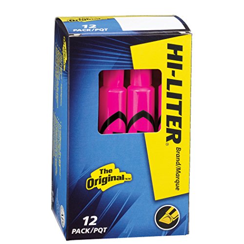 Book Cover HI-LITER Desk Style, Fluorescent Pink, Box of 12 (24010)