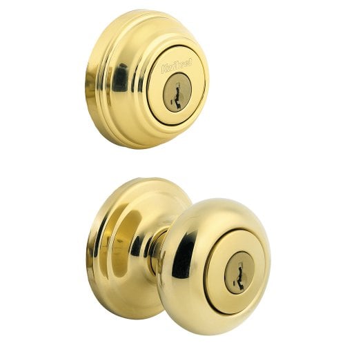 Book Cover Kwikset Juno Knob and Deadbolt Combo Pack Featuring SmartKey 992J 3 SMT CP , Polished Brass