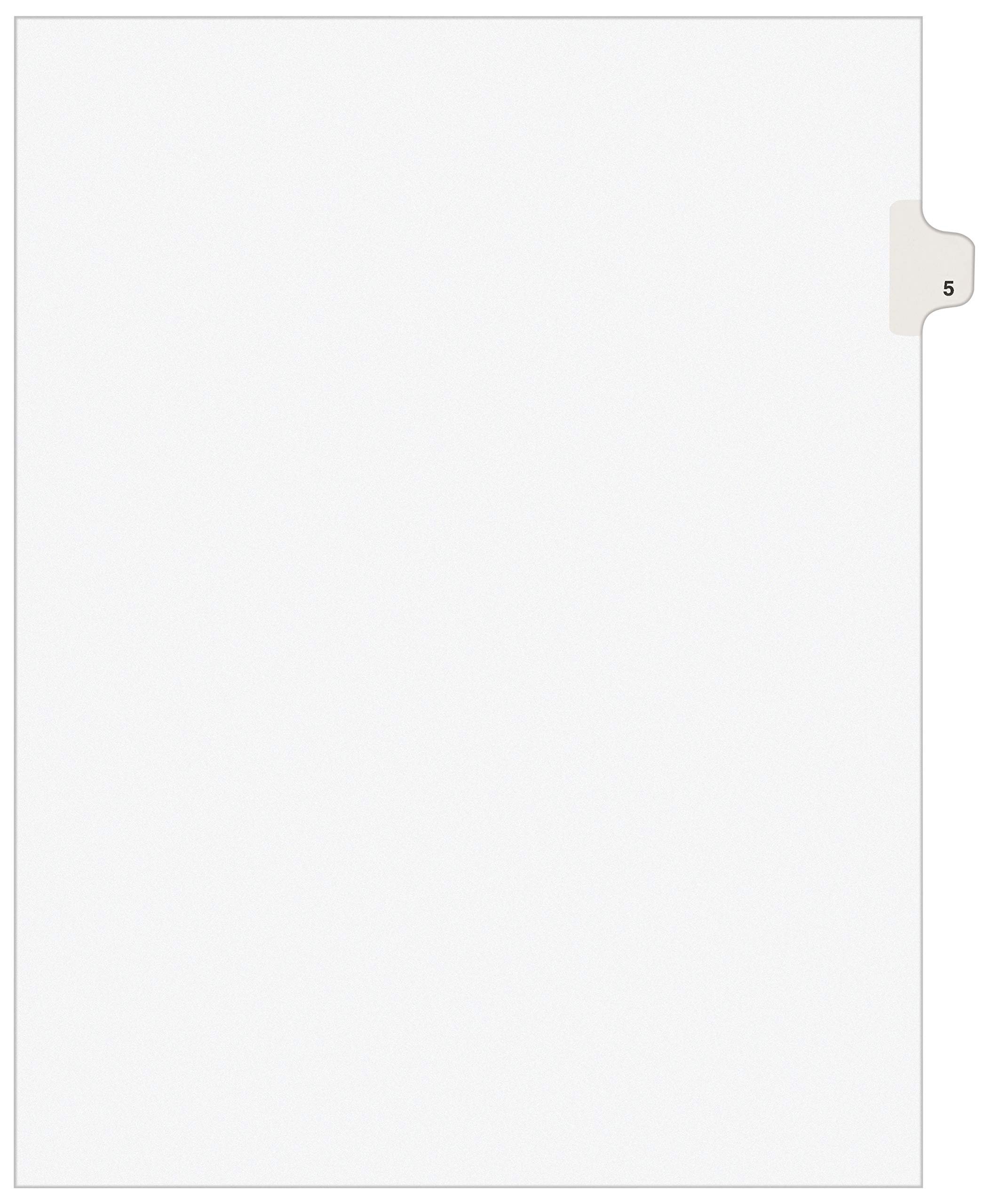 Book Cover Avery Individual Legal Exhibit Dividers, Avery Style, 5, Side Tab, 8.5 x 11 inches, Pack of 25 (11915), White