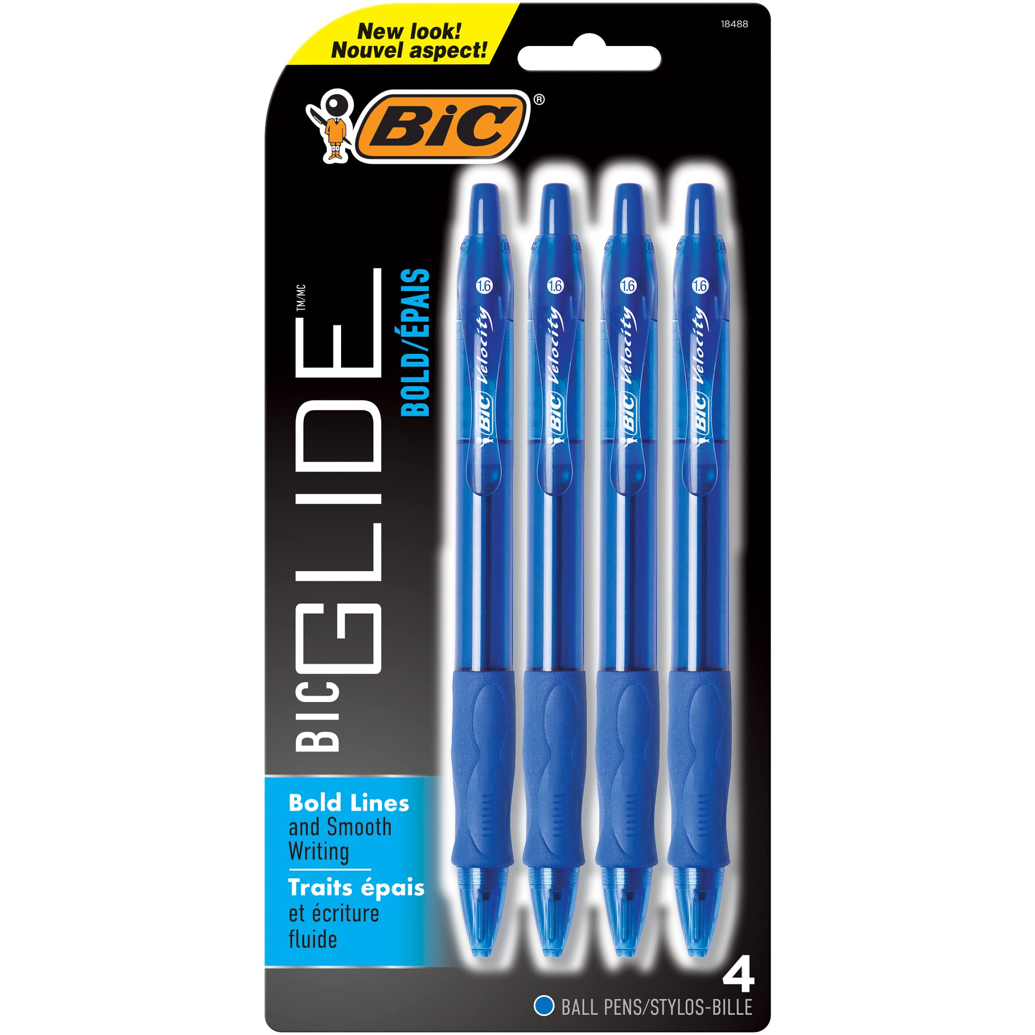Book Cover BIC VLGBP41-Blu Velocity Bold Retractable Ball Pen, Bold Point (1.6mm), Blue, 4-Count 4 Count (Pack of 1) Blue