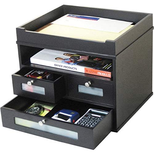 Book Cover Victor Wood Midnight Black Collection, Tidy Tower Desktop Organizer, Black, (5500-5)