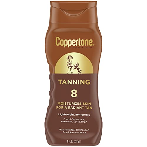 Book Cover Coppertone Tanning Sunscreen Lotion Broad Spectrum SPF 8 (8 Fluid Ounce) (Packaging may vary)