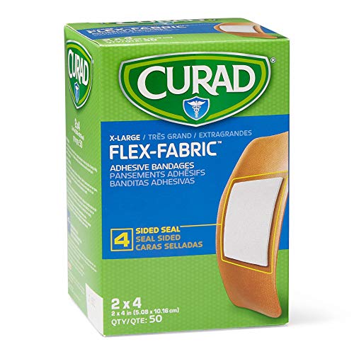 Book Cover Curad Flex-Fabric Adhesive Bandages with Stretch to Conform to Wounds, 2 x 4 Inches, (50 Count)