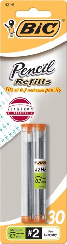 Book Cover BIC Pencil Lead Refills, Medium Point (0.7mm), 30ct (L730P1)