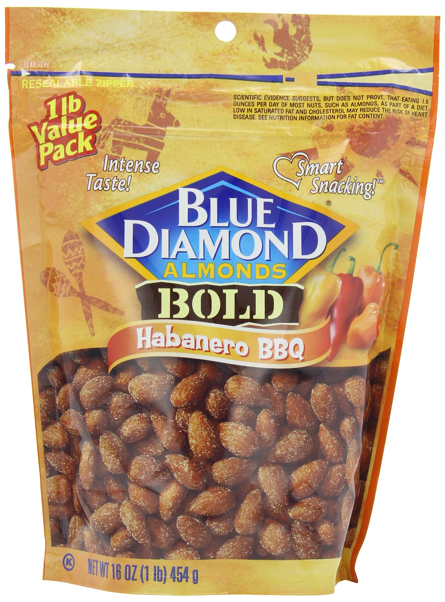 Book Cover Blue Diamond Almonds Habanero BBQ Flavored Snack Nuts, 16 Ounce (Pack of 3)