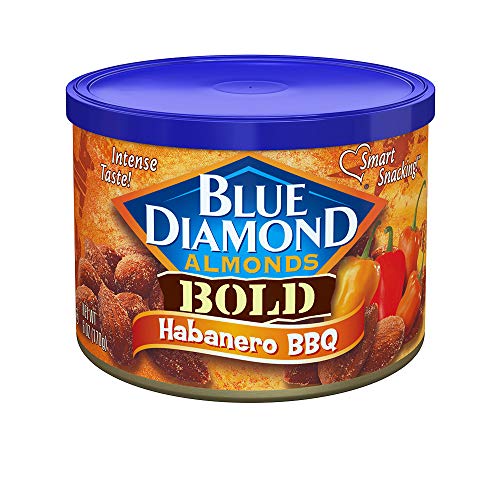 Book Cover Blue Diamond Almonds Habanero BBQ Flavored Snack Nuts, 6 Oz Resealable Cans (Pack of 6)