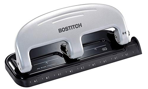 Book Cover Bostitch inPRESS 20 Reduced Effort Three-Hole Punch, Silver, Black (2220)