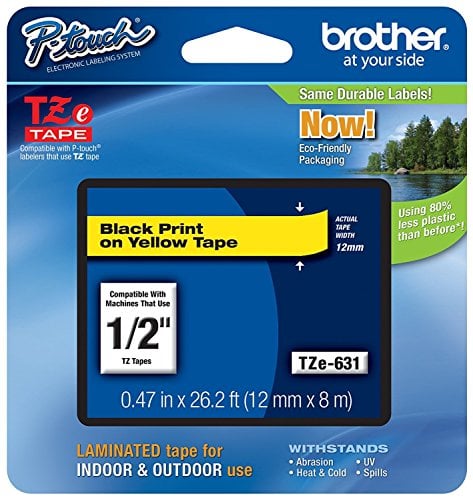 Book Cover Brother TZe-631Â Black on Yellow Tze Label-Making TapeÂ â€“Â Tape for Label Printer (Black on Yellow, TZe, Brother, 1.2Â cm, 8Â M, 1.2Â cm)