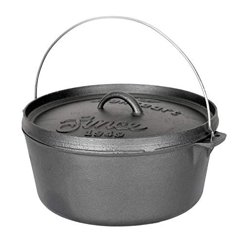 Book Cover Stansport Cast Iron Dutch Oven - 8 Qt - Without Legs, One Size