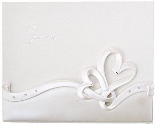 Book Cover Fashioncraft Elegant White Interlocking Hearts Design Wedding Guest Book (50 Pages)