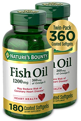 Book Cover Fish Oil by Nature's Bounty, Dietary Supplement, Omega-3, Supports Heart Health, 1200 mg Twin Packs, 360 Rapid Release Liquid Softgels