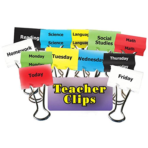 Book Cover Top Notch Teacher Products TOP2304 Classes & Days of Week Binder Clips, 1-1/4