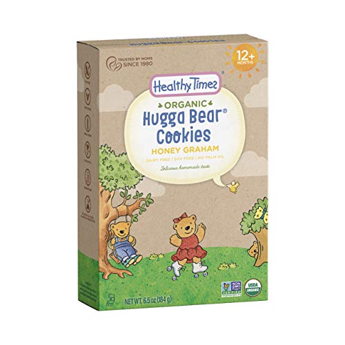 Book Cover Healthy Times Organic Hugga Bear Cookies for Kids, Honey Graham | For Toddlers, 12 Months and Older | 6.5 Oz. Box, 1 Count