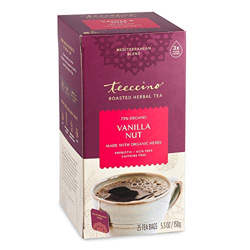 Book Cover Teeccino Vanilla Nut Herbal Tea - Rich & Roasted Herbal Tea That’s Caffeine Free & Prebiotic for Natural Energy, 25 Tea Bags