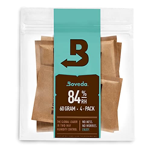 Book Cover Boveda 84% RH 2-Way Humidity Control – Properly Seasons a Wood humidity controller in Just 14 days - All In One Solution For Humidification- Patented Technology – 4 Count Resealable Bag