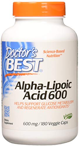 Book Cover Doctor's Best Alpha-Lipoic Acid, Non-GMO, Gluten Free, Vegan, Soy Free, Helps Maintain Blood Sugar Levels, 600 mg 180 Veggie Caps