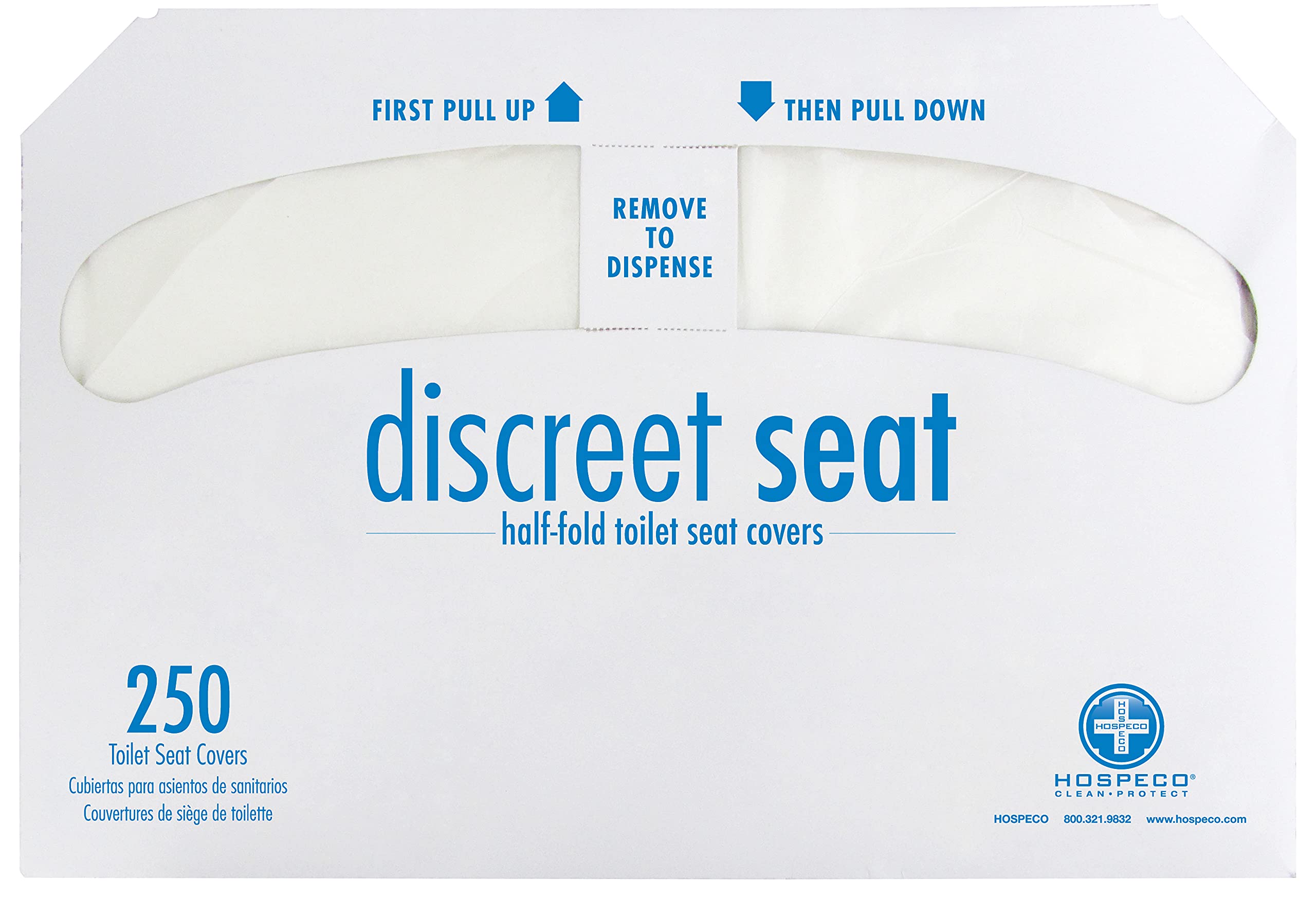 Book Cover Hospeco Discreet Seat Half-Fold Toilet Seat Covers (20 Packs of 250) - DS-5000,White 1-(20 Packs of 250)