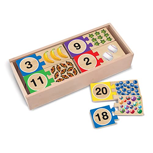 Book Cover Melissa & Doug Self-Correcting Wooden Number Puzzles With Storage Box (40 pcs)