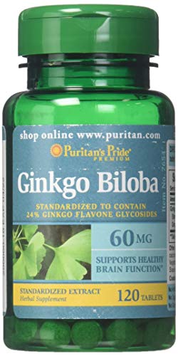 Book Cover Puritan's Pride Ginkgo Biloba Standardized Extract 60 mg | Brain Health | 120 Tablets