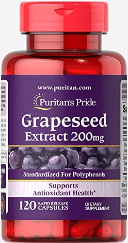 Book Cover Puritans Pride Grapeseed Extract 200 Mg Capsules, 120 Count