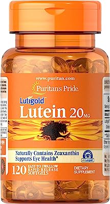 Book Cover Puritans Pride Lutein 20 mg with Zeaxanthin Softgels, 120 Count