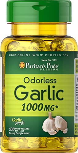 Book Cover Puritan's Pride Odorless Garlic 1000 Mg, 100 Total Count