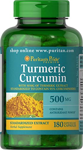 Book Cover Puritan's Pride Turmeric Curcumin 500 mg-180 Capsules