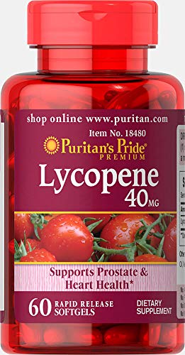Book Cover Puritan's Pride Lycopene 40 mg, Supplement for Prostate and Heart Health Support**, Contains Antioxidant Properties**, 60 Rapid Release Softgels
