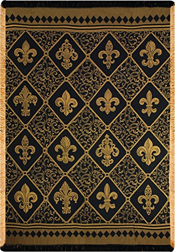 Book Cover Manual Damask Throw, Fleur De Lis, Gold, 50 by 60-Inch