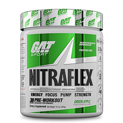 Book Cover GAT Sport Nitraflex Advanced Pre-Workout Powder, Increases Blood Flow, Boosts Strength and Energy, Improves Exercise Performance, Creatine-Free (Green Apple, 30 Servings)