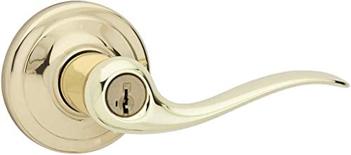 Book Cover Kwikset 97402-657 Tustin Keyed Entry Lever for Garage or Office Door Handle Featuring SmartKey Security with a Traditional Design Entry Lever, Polished Brass (97402-657)