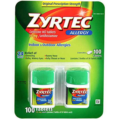 Book Cover Zyrtec Cetrizine HCl/Antihistamine, 10mg, 50 Count, Pack of 2