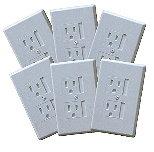 Book Cover 6-Pack Safety Innovations Self-closing (1Screw) Standard Outlet Covers - An Alternative To Wall Socket Plugs for Child Proofing Outlets (White)