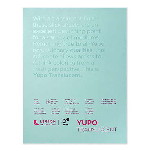 Book Cover Legion Yupo Polypropylene Pad, 9 X 12 inches, 104lb, Translucent, 15 Sheets (L21-YPT153WH912) (35751983)