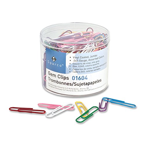 Book Cover S.P. Richards Company Paper Clips, Vinyl Coated, Jumbo, No. 2, 250 per Box, Assorted (SPR01604)