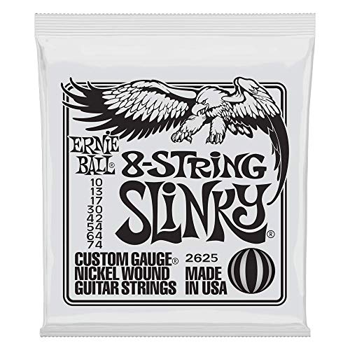 Book Cover Ernie Ball 8-String Slinky Nickel Wound Electric Guitar Strings, 10-74 Gauge (P02625)